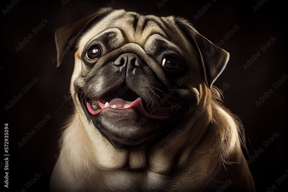 portrait of a smiling pug