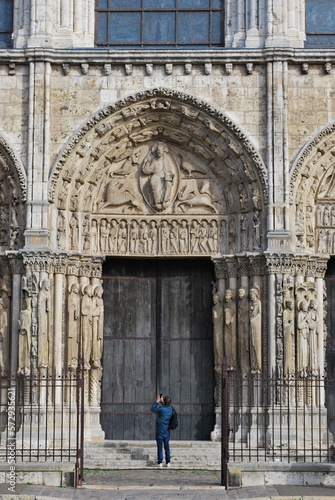 Central tympanum of the Royal Portal, Cathédrale Notre-Dame de Chartres, France photo