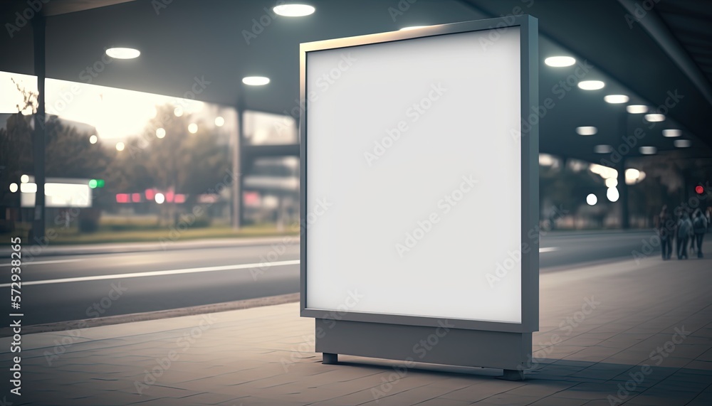 empty billboard at street side in urban capital city, mock up copy space, Generative Ai empty billboard at street side in urban capital city, mock up copy space, Generative Ai