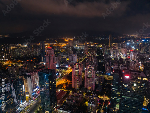Wallpaper Mural Aerial view of landscape at night in Shenzhen city,China Torontodigital.ca
