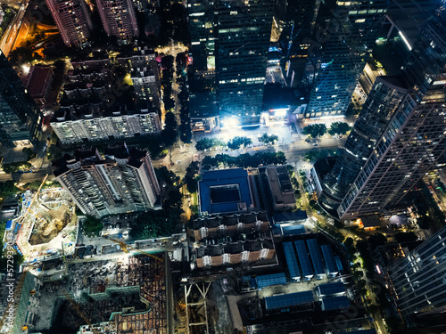 Aerial view of landscape at night in Shenzhen city,China © lzf