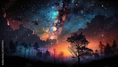 dream night starfield sky at midnight, Generative Ai © QuietWord