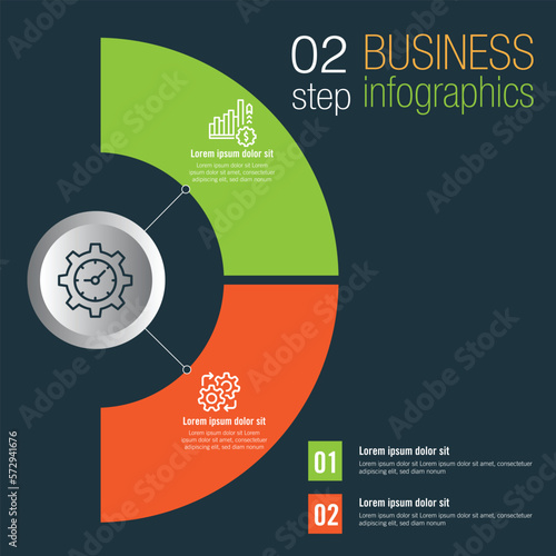 Circle chart infographic template with 2 options for presentations, advertising, layouts, annual reports