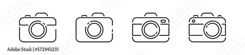 Camera outline icon set. Digital camera photography symbol, logo