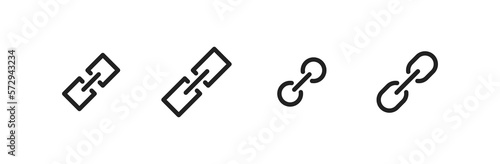 Link icon set. Chain, hyperlink, connection symbol. 