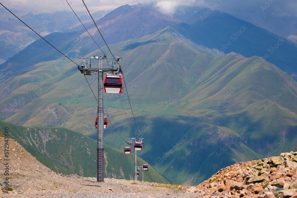 Cableway in the mountains. The landscape of the cable car of the mountains of Georgia. Cableway in the mountains. The landscape of the cable car of the mountains of Georgia.
