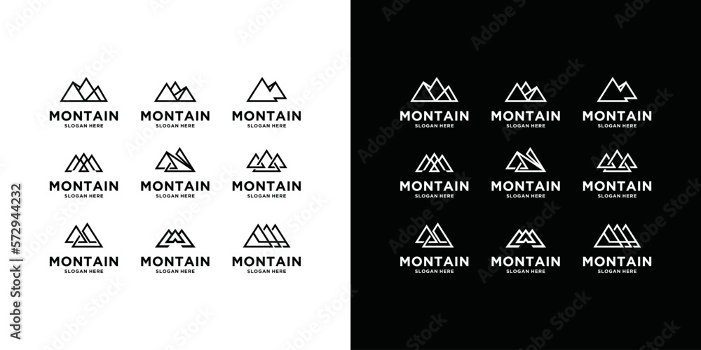 collection of mountain monograms with modern clean line image