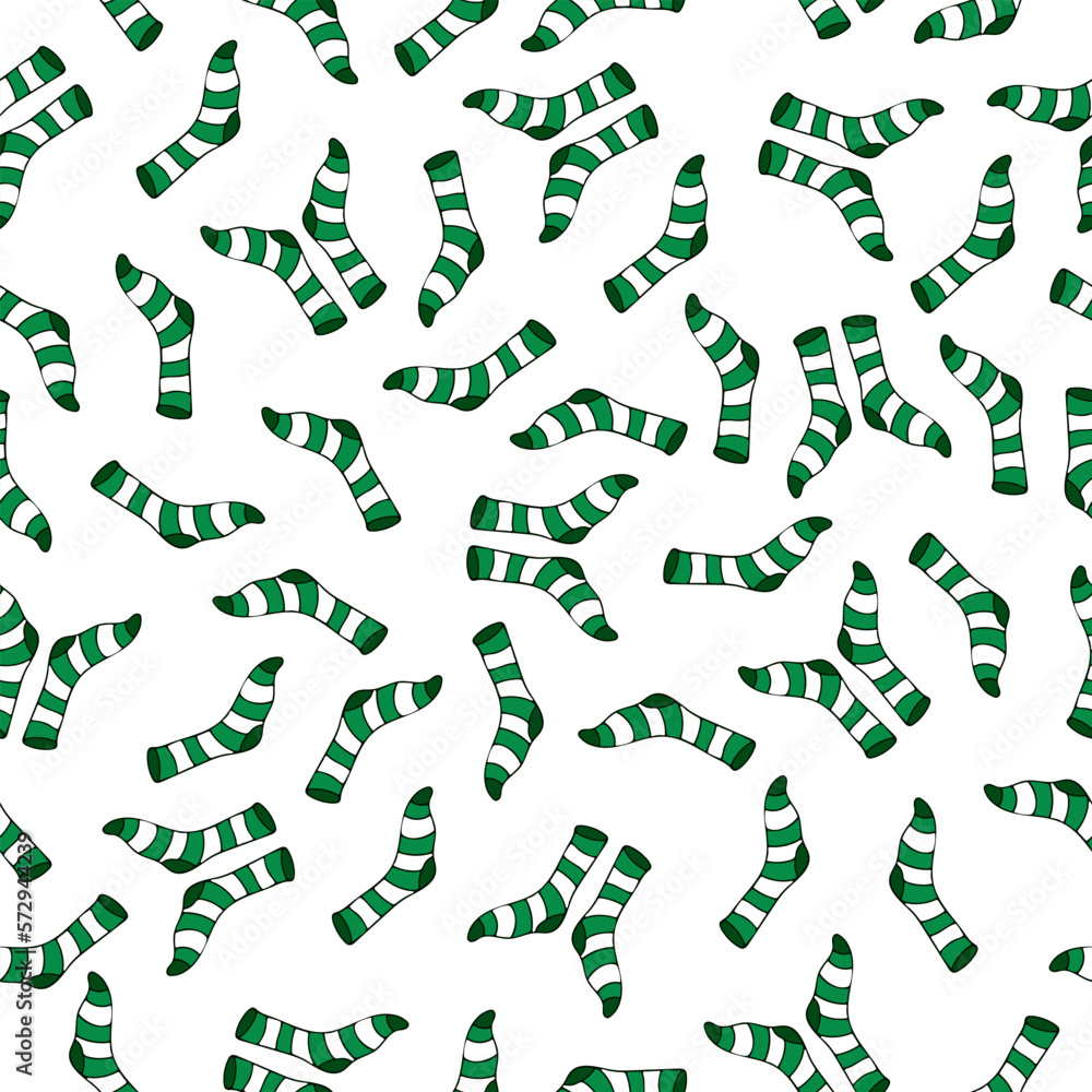 Vector illustration of seamless pattern with green white socks Vector illustration of seamless pattern with green white socks
