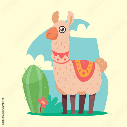 llama with cactus landscape