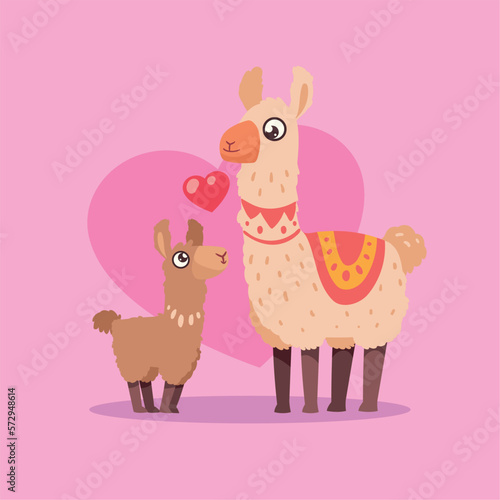 llama mother and son