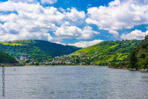 Rhein Rhine river in Loreley Lorelei, Rhein-Lahn-Kreis, Rhineland-Palatinate, Rheinland-Pfalz, Germany