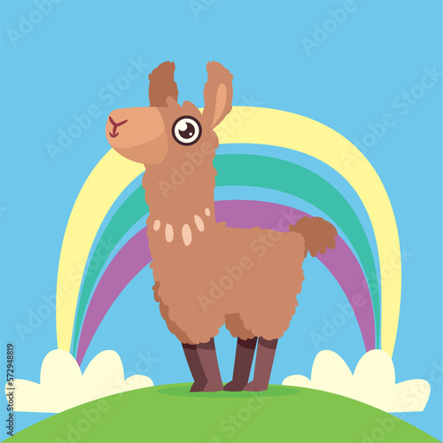 llama with rainbow landscape