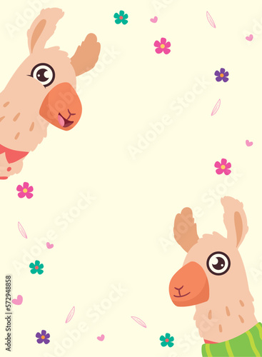two llamas and flowers