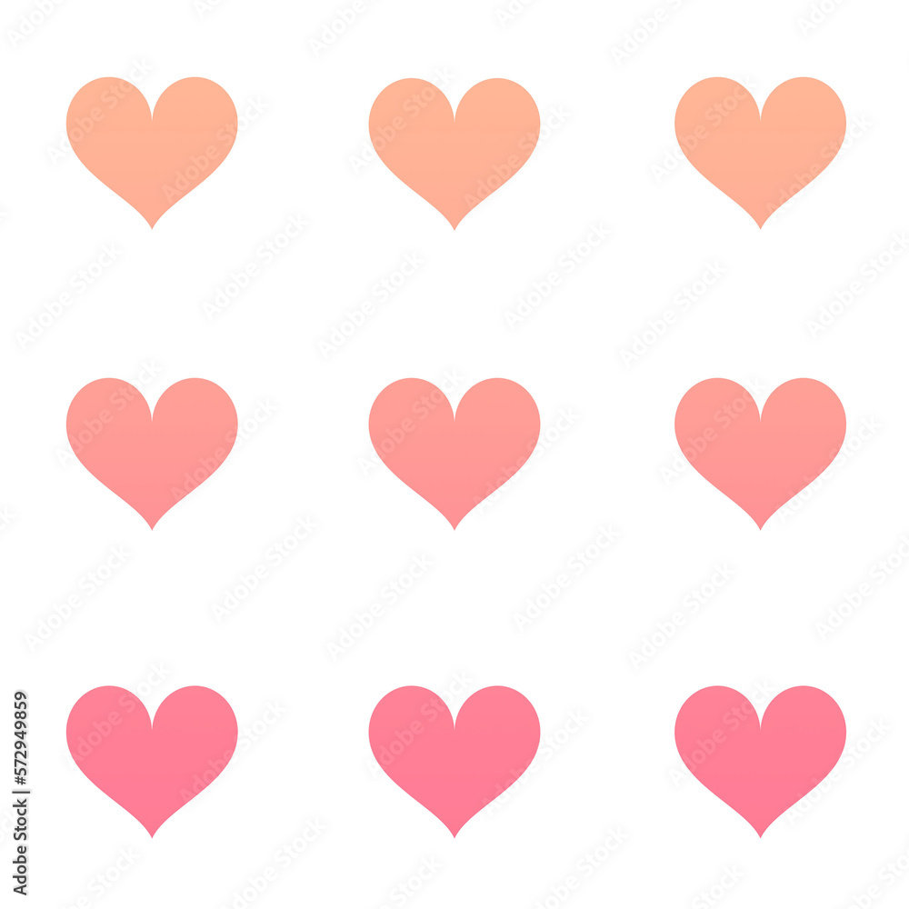 orange and pink hearts on white ground seamless pattern background