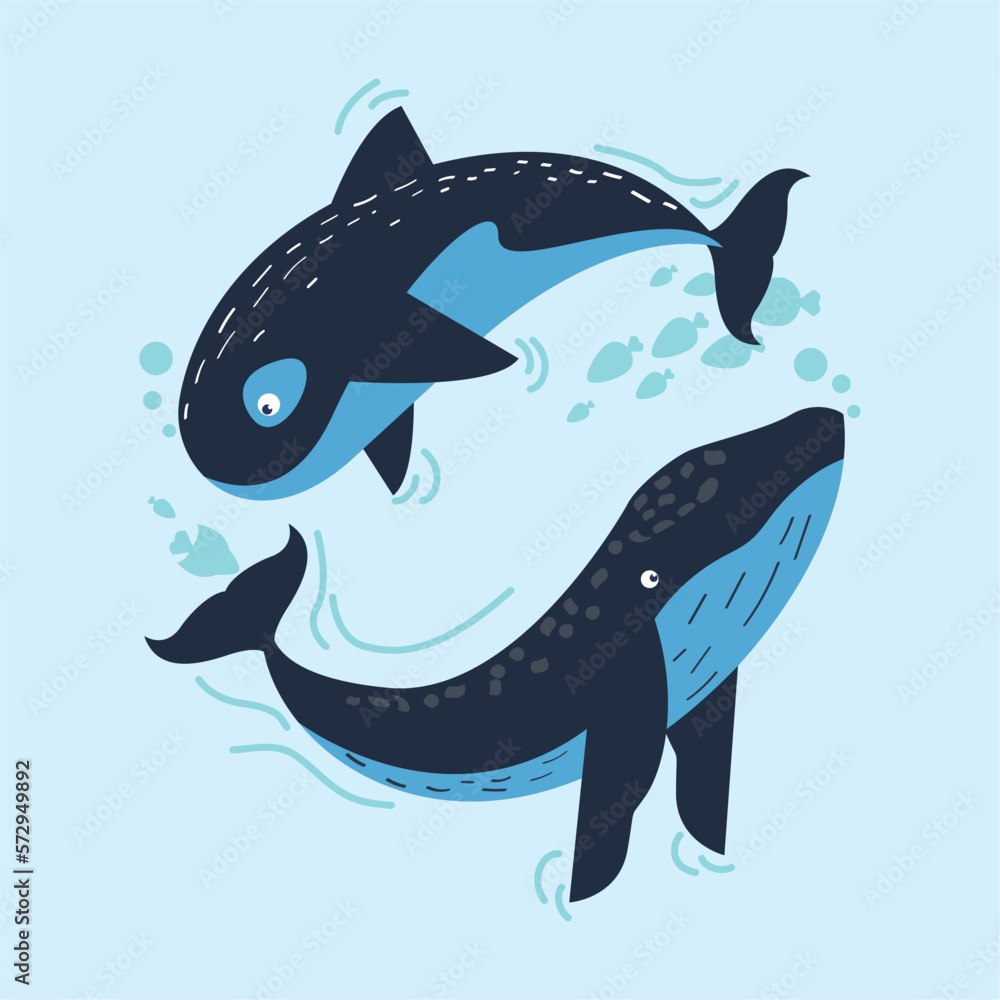Obraz premium two whales swiming