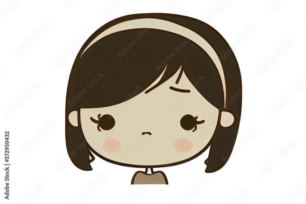 Cute girl cartoon style on transparent background. generative ai Cute girl cartoon style on transparent background. generative ai
