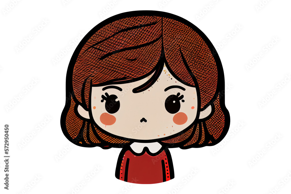 Cute girl cartoon style on transparent background. generative ai Cute girl cartoon style on transparent background. generative ai
