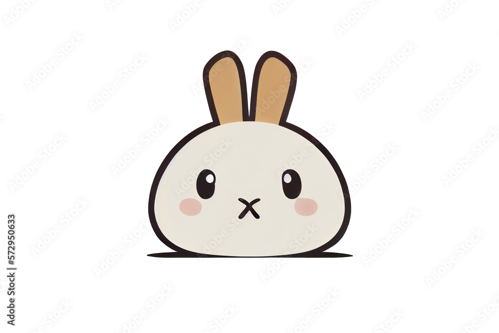 Obraz premium Cute face rabbit on transparent background. generative Ai