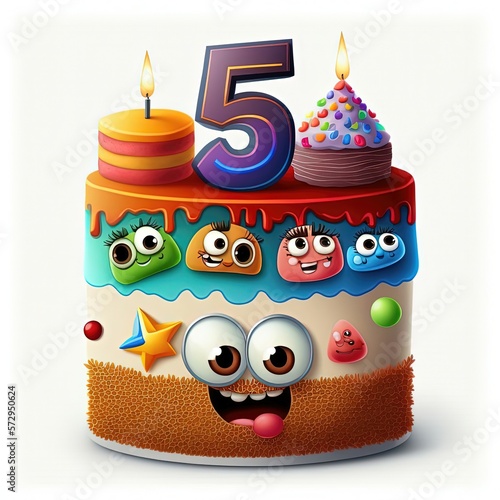 cartoon birthday cake for a sweet celebration with generative ai technology