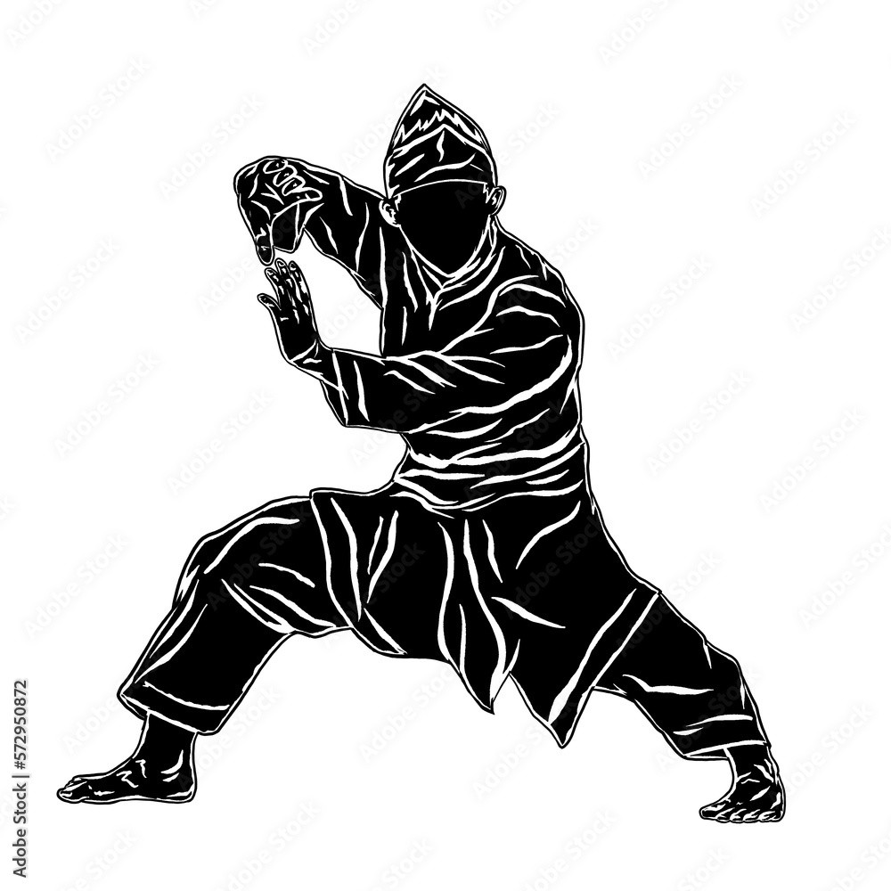 Fototapeta premium silhouette pencak silat fighter