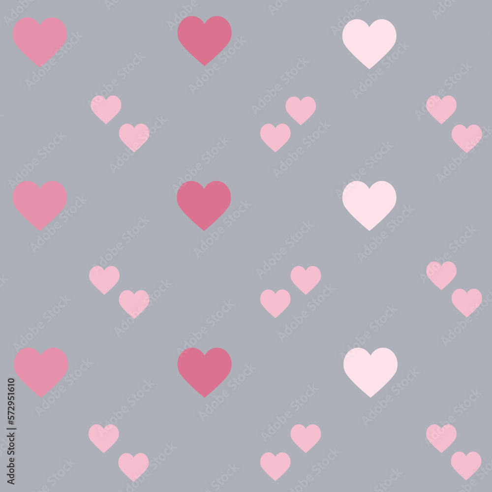light pinbk hearts on light grey ground seamless pattern background