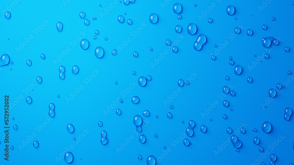 多数の水滴の背景素材（青色）（横長）