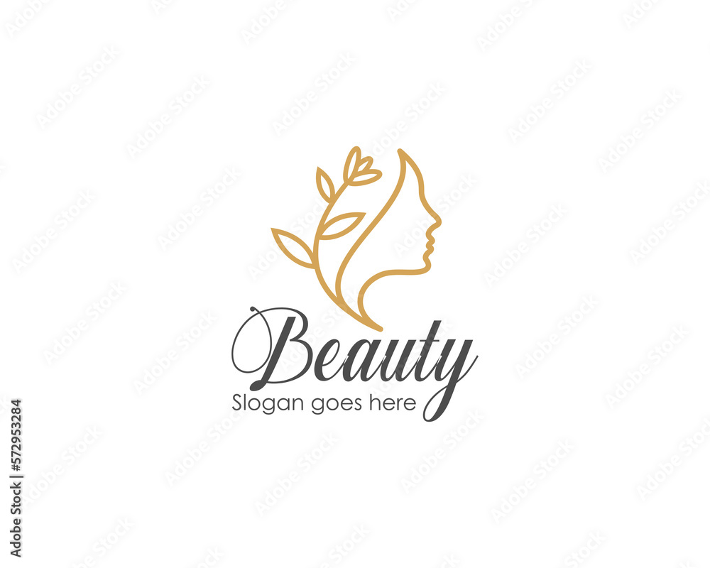 Beauty women face with branch flower logo design luxury. Beauty women face with branch flower logo design luxury.