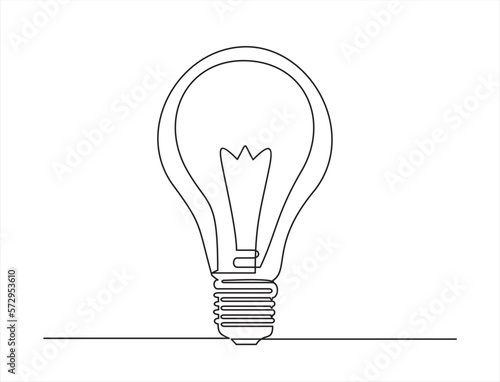Light bulb line art illustration vector.Continuous light bulb line design