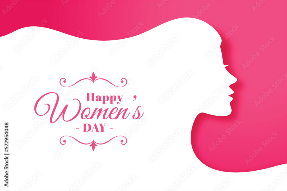 creative women's day wishes banner with paper cut style lady face