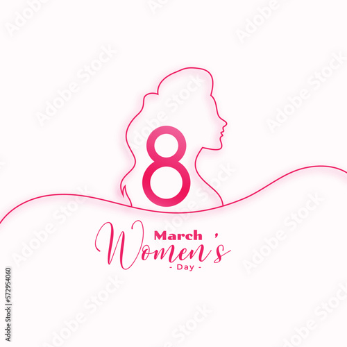 march 8th international women's day card with line style lady face