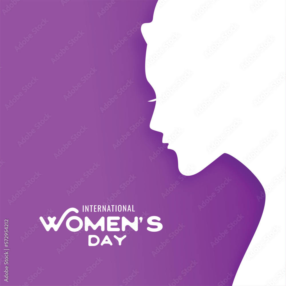 paper cut style happy women's day purple background design