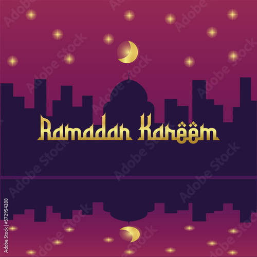 ramadan kareem  mosque  moon and stars motion graphic. simple muslim background