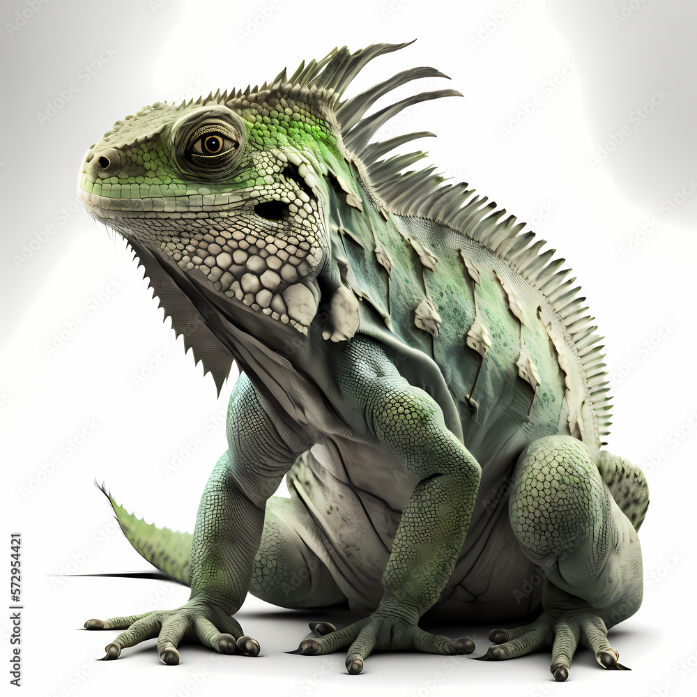 Fototapeta premium Iguana Isolated White