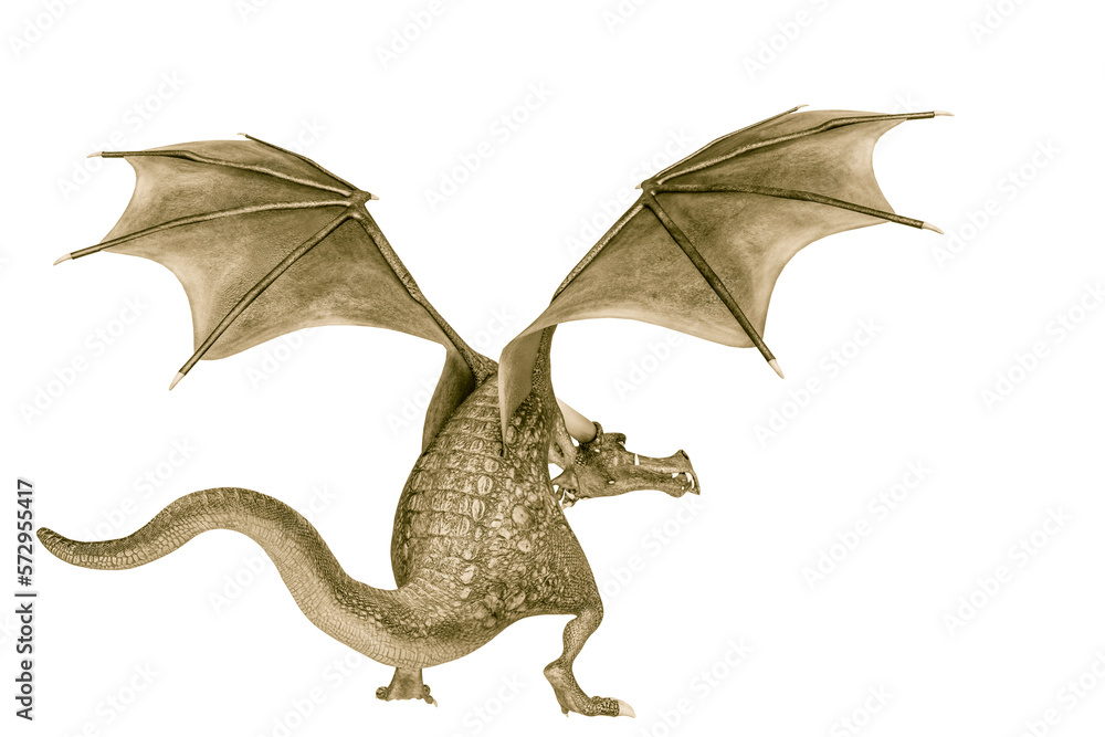 Fototapeta premium dragon cartoon walking rear view