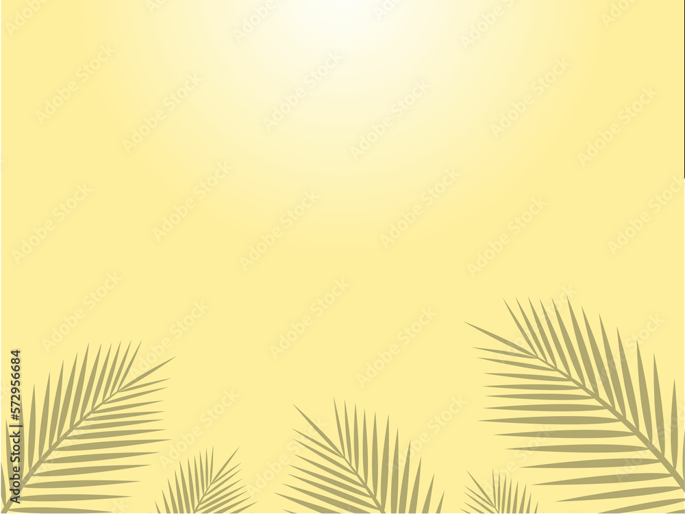 Fototapeta premium Tropic palm leaf shadow on the bright yellow wall background.