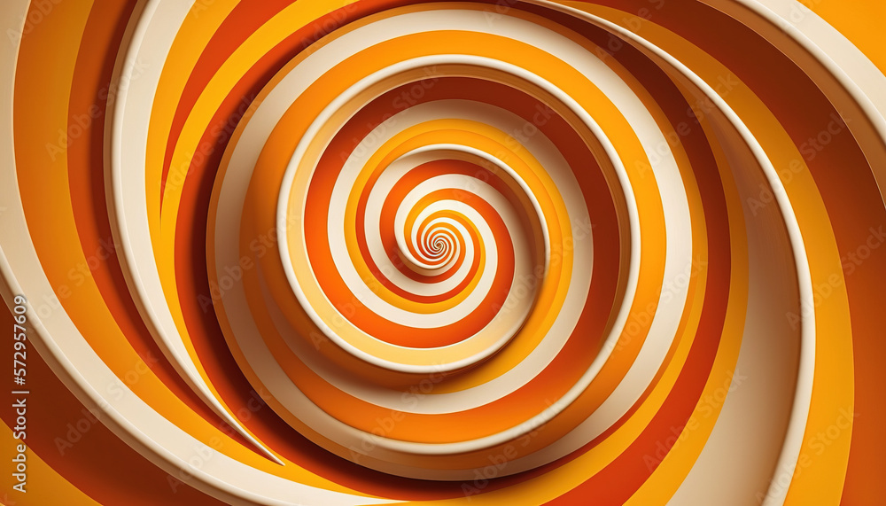 3D Orange and Yellow background with a spiral design. Hipnotic swirly cool. Generative AI. 3D Orange and Yellow background with a spiral design. Hipnotic swirly cool. Generative AI.