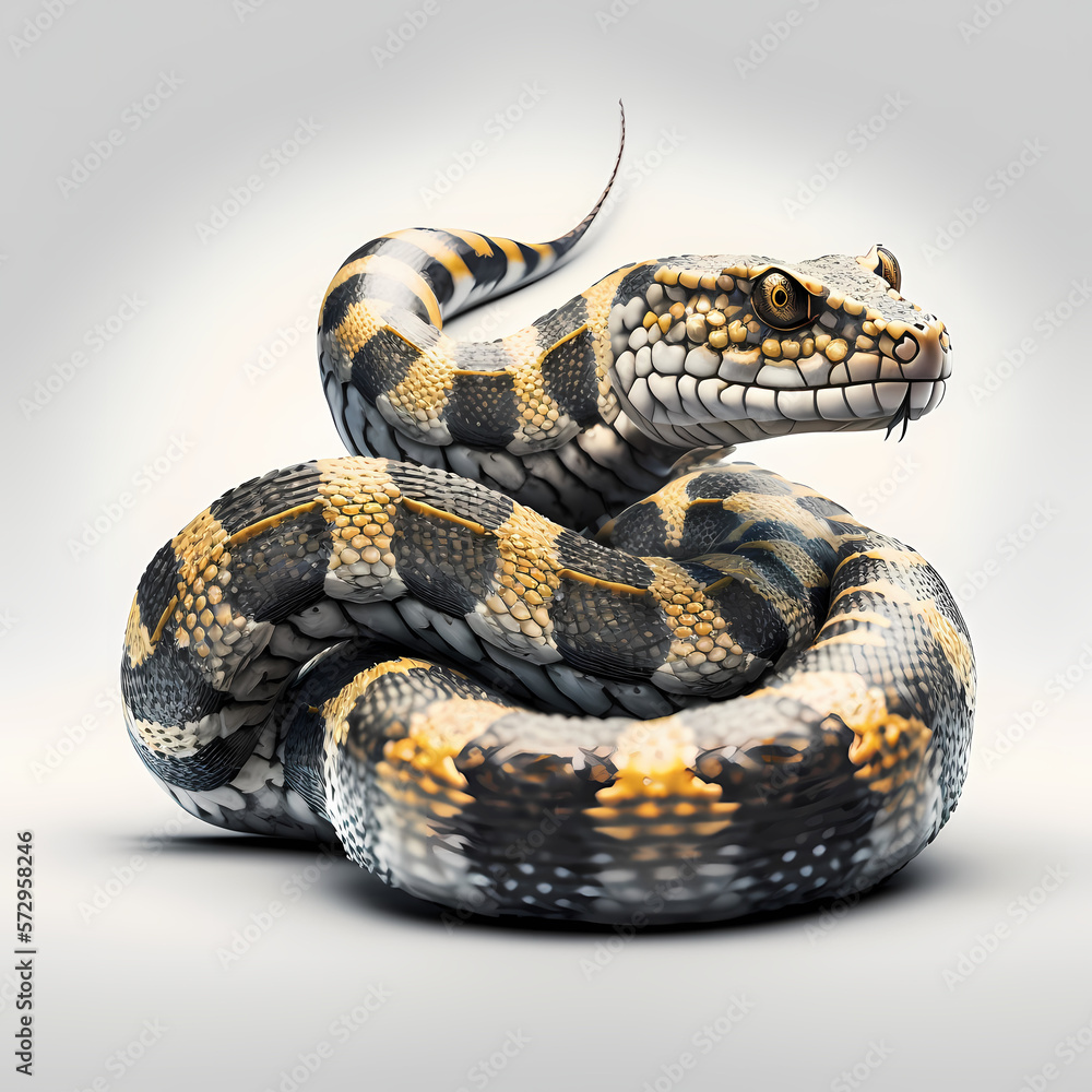 Snake Isolated White Snake Isolated White