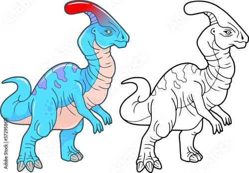 prehistoric dinosaur parasaurolophus  funny illustration