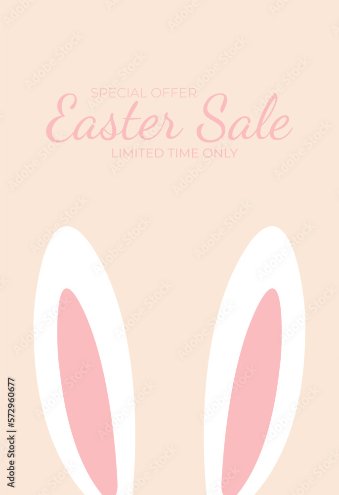 Happy Easter Set of Sale banners, greeting cards, posters, holiday covers. Trendy design with typography, bunny. Spring Easter background