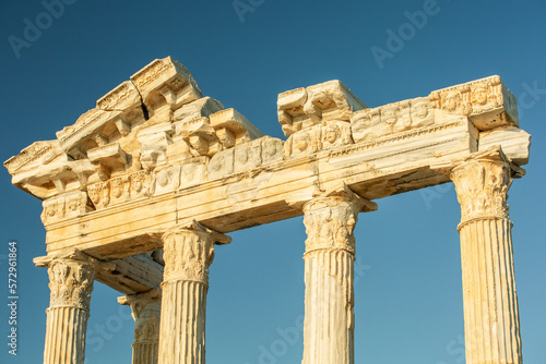 Temple of Apollo ancient ruins in city Side, Turkey. history travel.