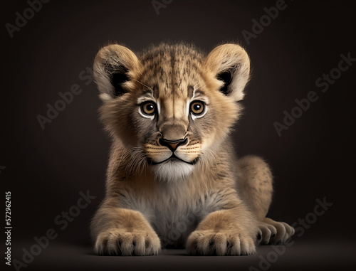 Cute Baby Lion Cub. Generative ai