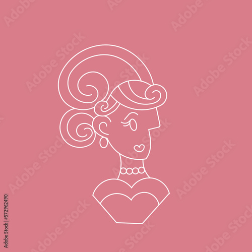 minimalistyczna ilustracja wektorowa pięknej twarzy kobiety. Rysowanie linii photo