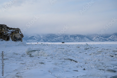 Wallpaper Mural the car is driving on ice. Lake Baikal. Winter Baikal. Small sea. ice and snow Torontodigital.ca