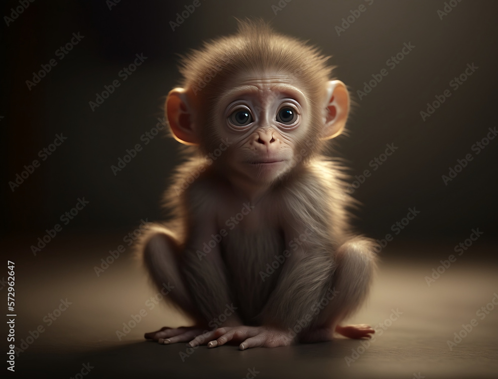 Cute Baby Monkey. Generative ai Cute Baby Monkey. Generative ai
