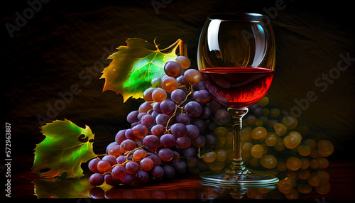 Grape and Wine Artwork generative ai photo