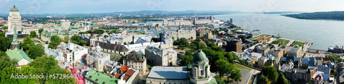 Aerial panorama view of the old town of Quebec City, Canada