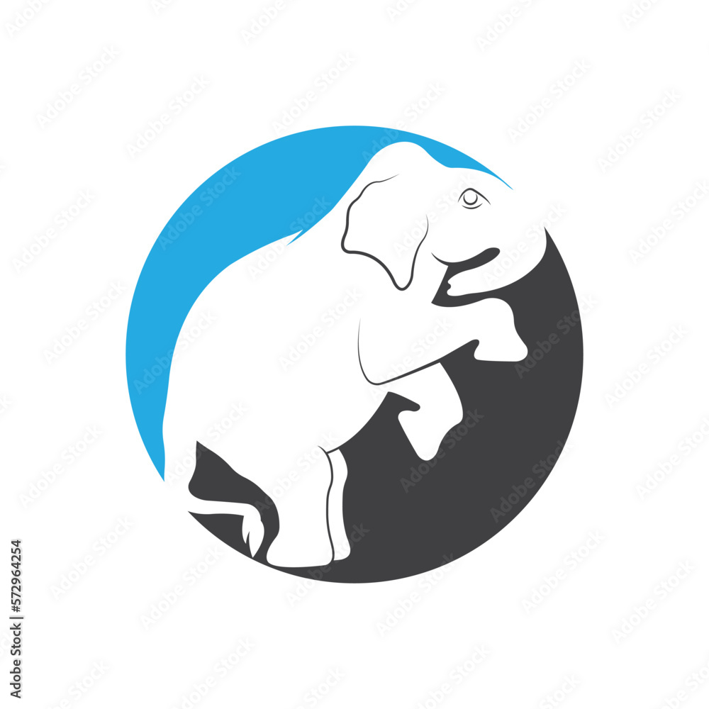 Obraz premium Vector illustration of Elephant silhouettes on white background.