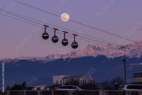 full moon view over the french alps