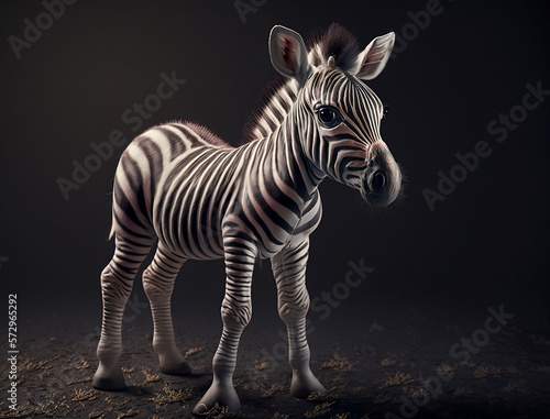Cute Baby Zebra. Generative ai