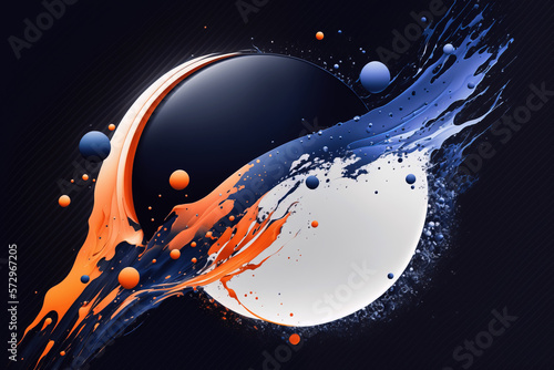 Abstract Space Illustration, White Planet, Generative Art